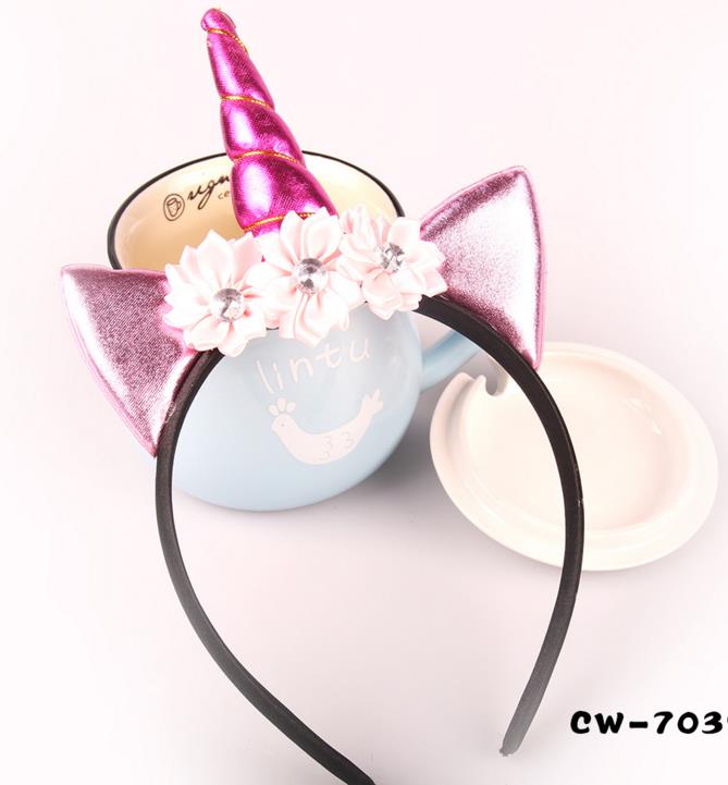 unicorn horn headband with wig braids Party dressing up cosplay flower crystal hairbands Christmas hair sticks Birthday filler bag favors