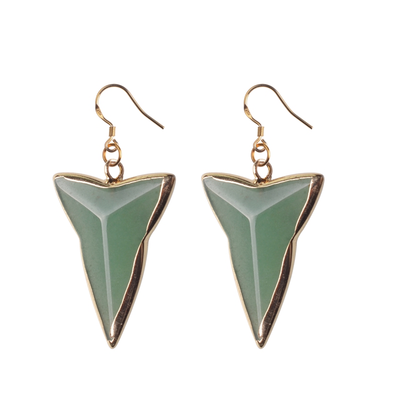 Natural stone geometry shape earrings gold plated arrow design earrings for women jewelry