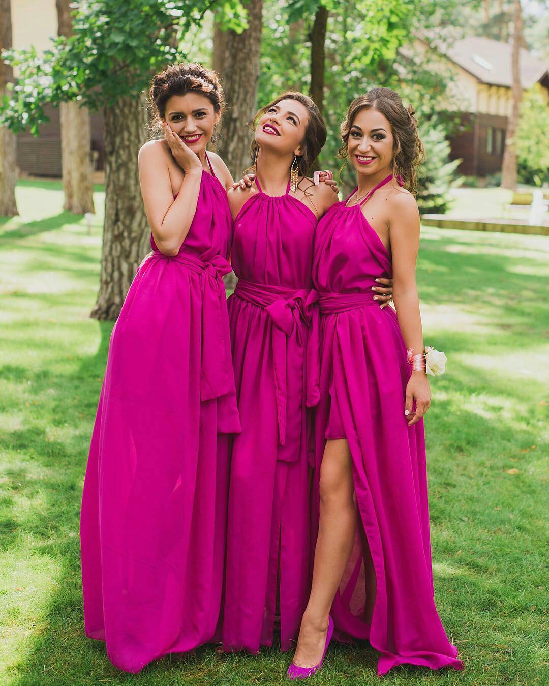 Fuchsia A-Line Chiffon Bridesmaid Dresses Halter High Leg Slit Wedding Party Dresses Straps Waist Prom Dresses Long brautjungfernkleid
Fuchsia A-Line Chiffon Bridesmaid Dresses Halter High Leg Slit Wedding Party Dresses Straps Waist Prom Dresses Long brautjungfernkleid