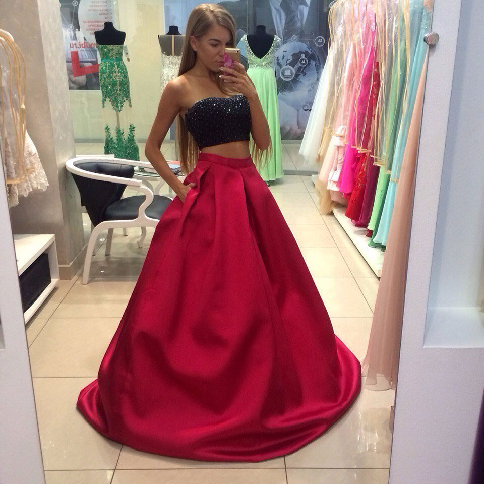 Hot Selling Two Piece/2 Piece Black Top Dark Red Skirt Prom Dresses Evening Dresses for Women In Stock, Ivory
Hot Selling Two Piece/2 Piece Black Top Dark Red Skirt Prom Dresses Evening Dresses for Women In Stock, Ivory