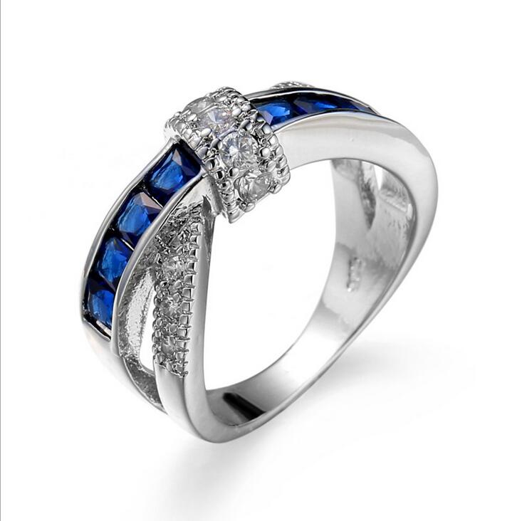 Victoria Wieck New Women Fashion Jewelry 10KT White Gold Filled Multi-Gemstones Princess Cut CZ Dia Wedding Girls Belt Ring for Lovers