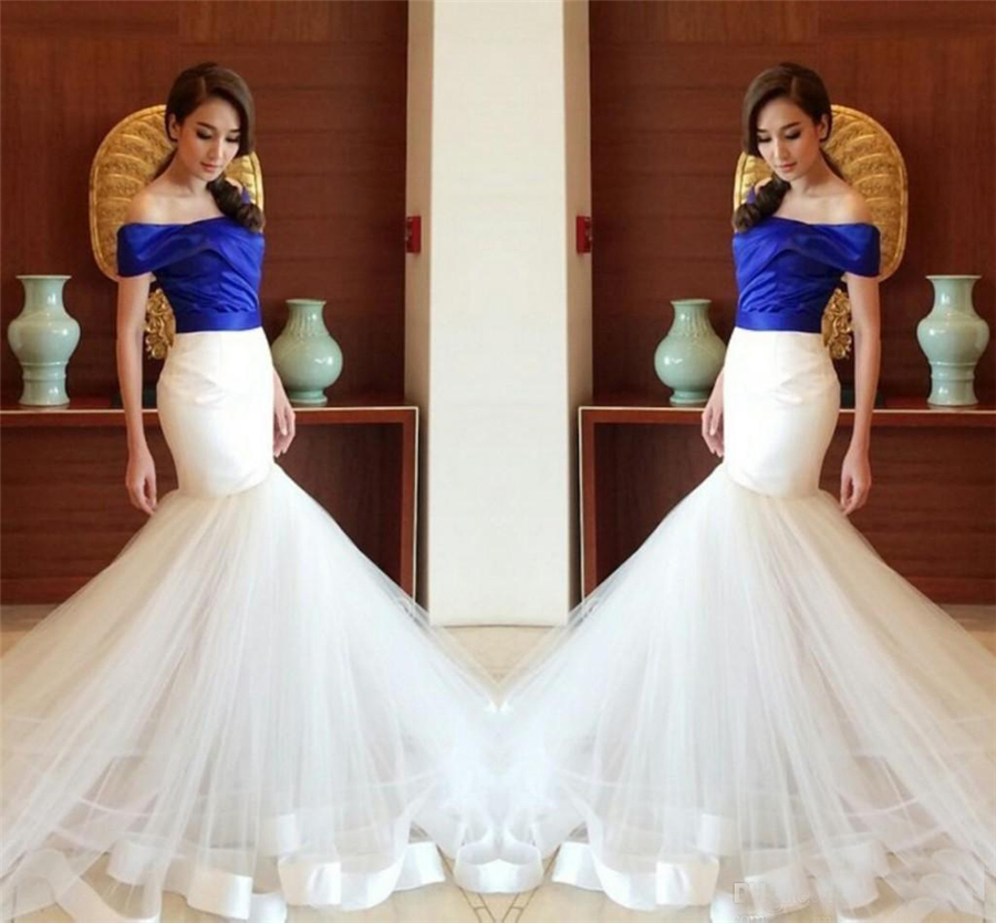 Royal Blue and White New Dubai Mermaid Prom Dresses Arabic Off Shoulders Ruched Backless Vestidos De Fiesta Evening Party Gowns, Silver
Royal Blue and White New Dubai Mermaid Prom Dresses Arabic Off Shoulders Ruched Backless Vestidos De Fiesta Evening Party Gowns, Silver