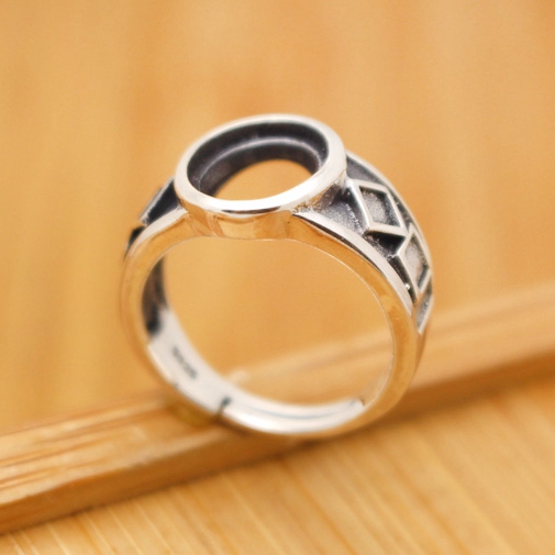 925 Sterling Silver 9X11mm Oval Cabochon Semi Mount Fashion Ring Art Deco Engagement Wedding Ring Men Fine Jewelry Setting