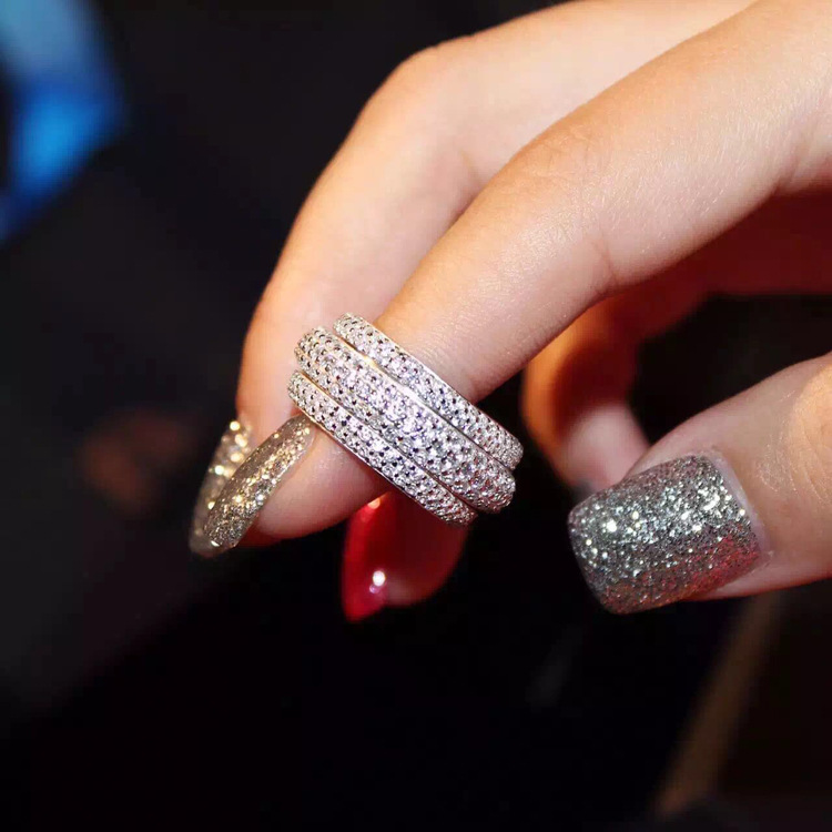 Sier Wedding Sterg Band with 5A Cubic Zirconia and Genuine White Topaz | Size 5-11 4