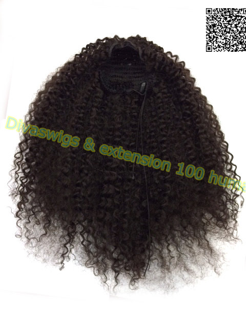 Variety Short human hair ponytail with bang clip in high afro kinky curly human hair drawstring ponytail hair extension for black women 160g