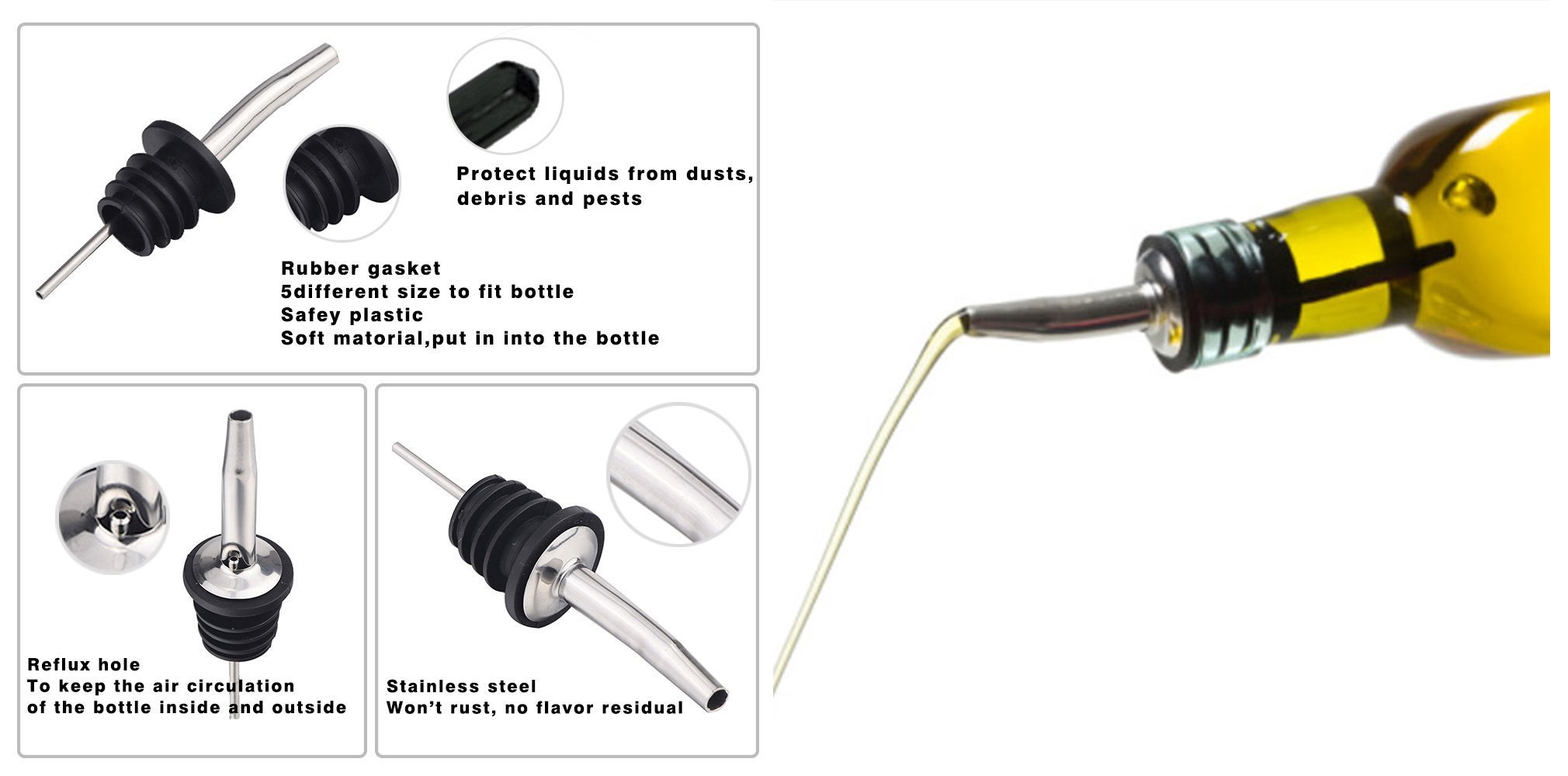 Wine Pourer beer bottle dust cap stopper Olive Oil Sprayer Liquor Flow Dispenser Spout faucet breathing tube bartender bar tools g1687756