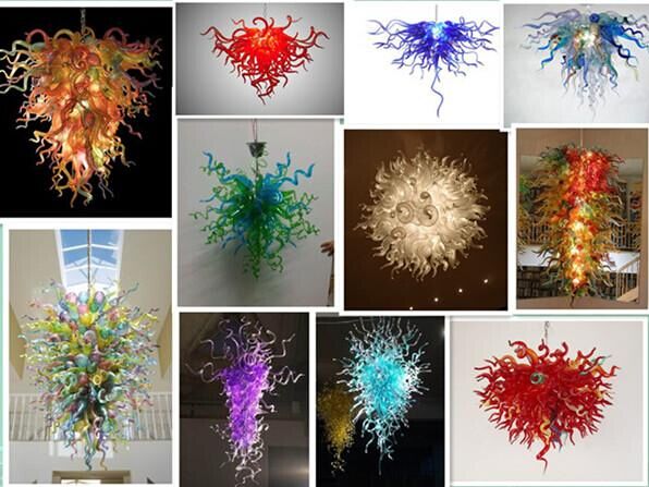 AC 110V 220V Hand Blown Glass Chandelier Light Italy Designed Colored Murano Glass Chihuly Style Chandelier Modern LED Ceiling Pendant Lamps