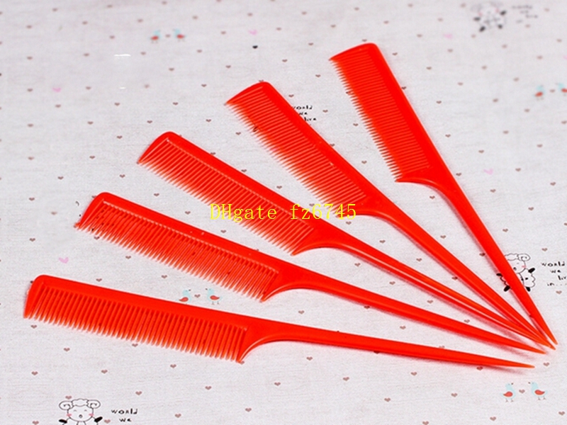 200pcs/lot Free shipping Colorful Plastic Hair Pointed Tail Comb For Hairdresser Hair Cutting Styling Makeup Comb Salon Tools