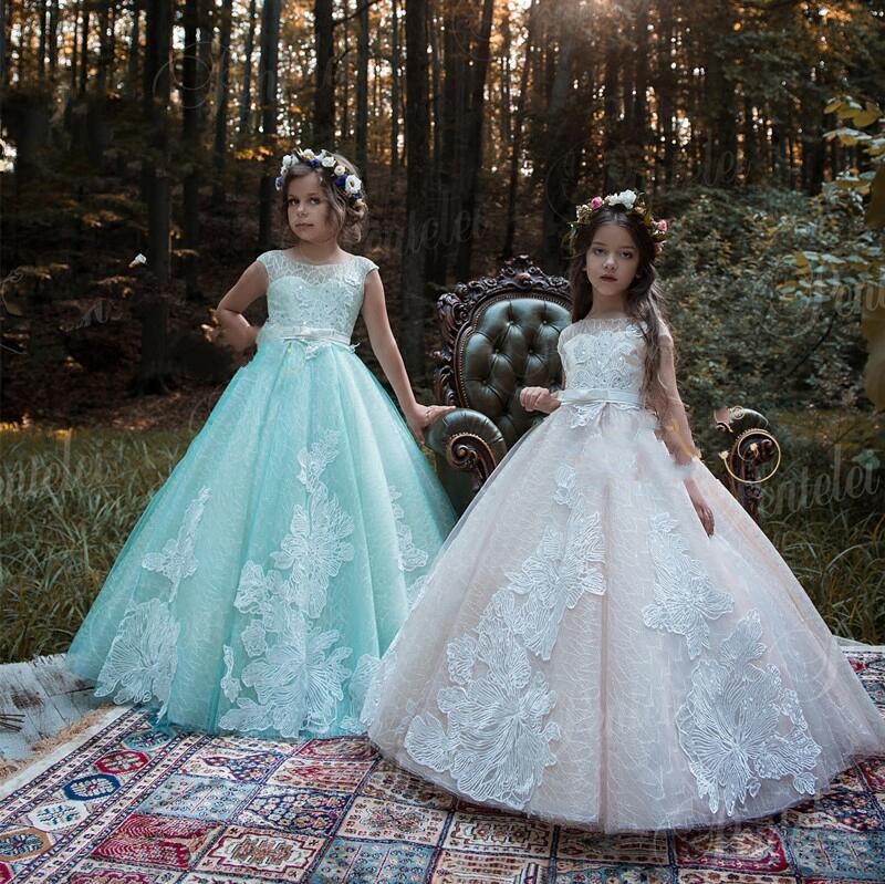 jewel floor length applique cute custom made sleeveless bow vintage flower girl dresses little girl dresses