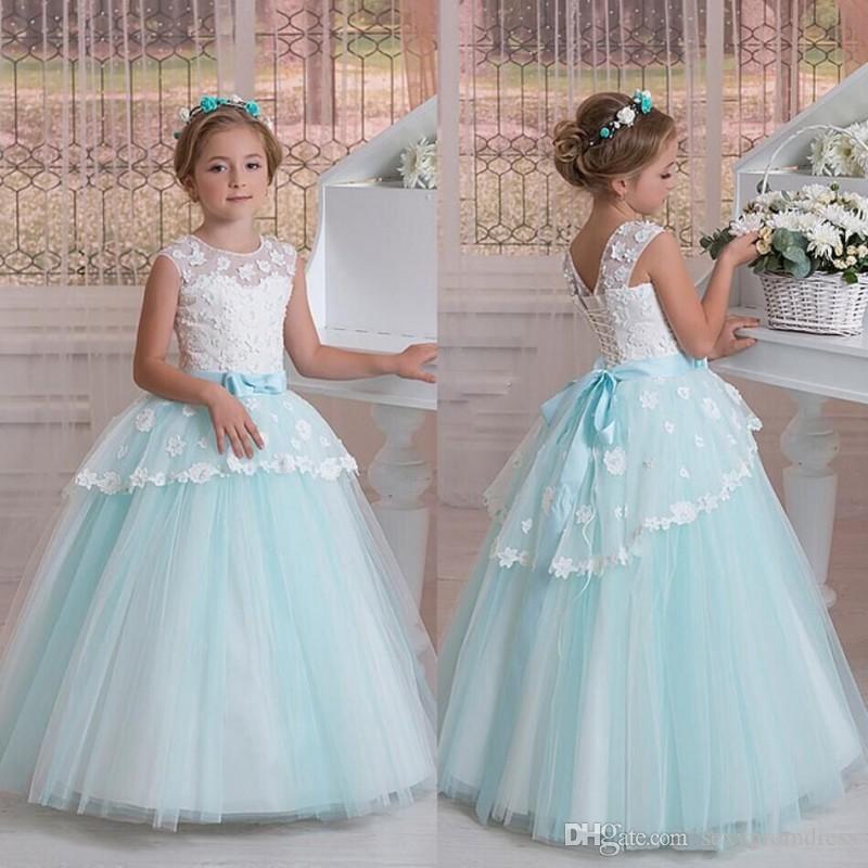White And Blue Flower Girl Dresses For Wedding 2020 Jewel Sleeveless Lace Applique Ball Gown Girls Pageant Gowns Children Party Dresses, Ivory
White And Blue Flower Girl Dresses For Wedding 2020 Jewel Sleeveless Lace Applique Ball Gown Girls Pageant Gowns Children Party Dresses, Ivory