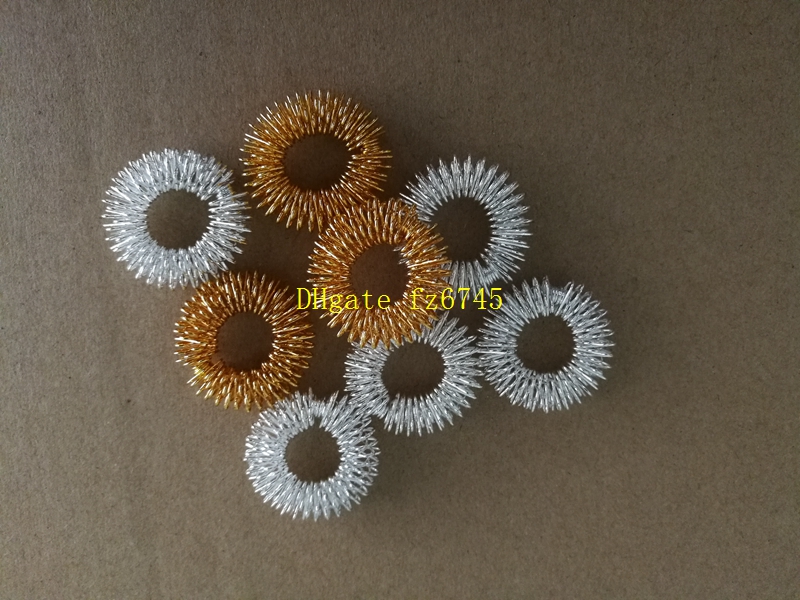 50pcs/lot Free Shipping Hot selling Finger Massage Ring Acupuncture Ring Health Care Body Massager gold and silve colors