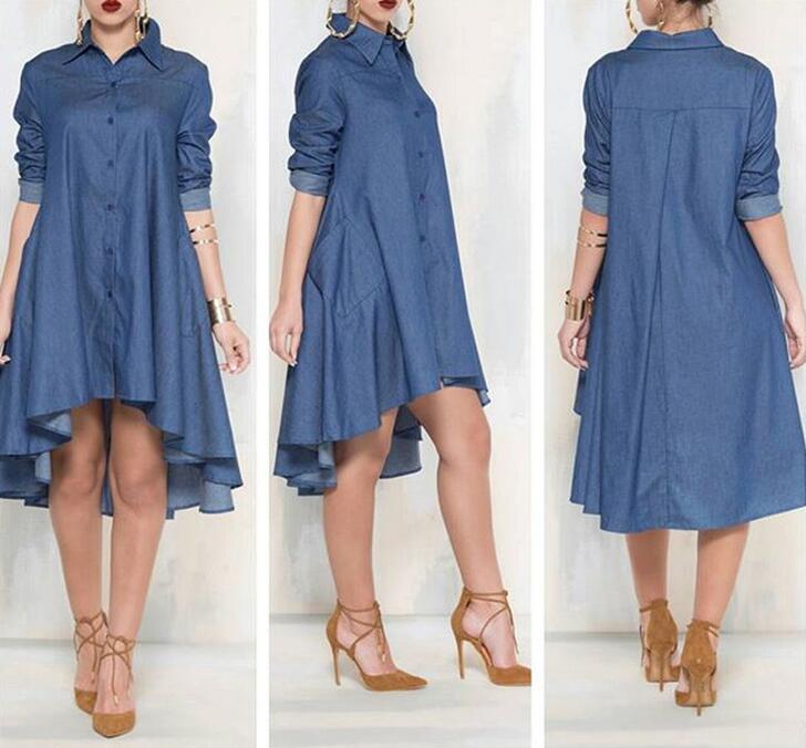 High quality Big fashion long - sleeved denim shirt loose loose women 's explosive section LX014
