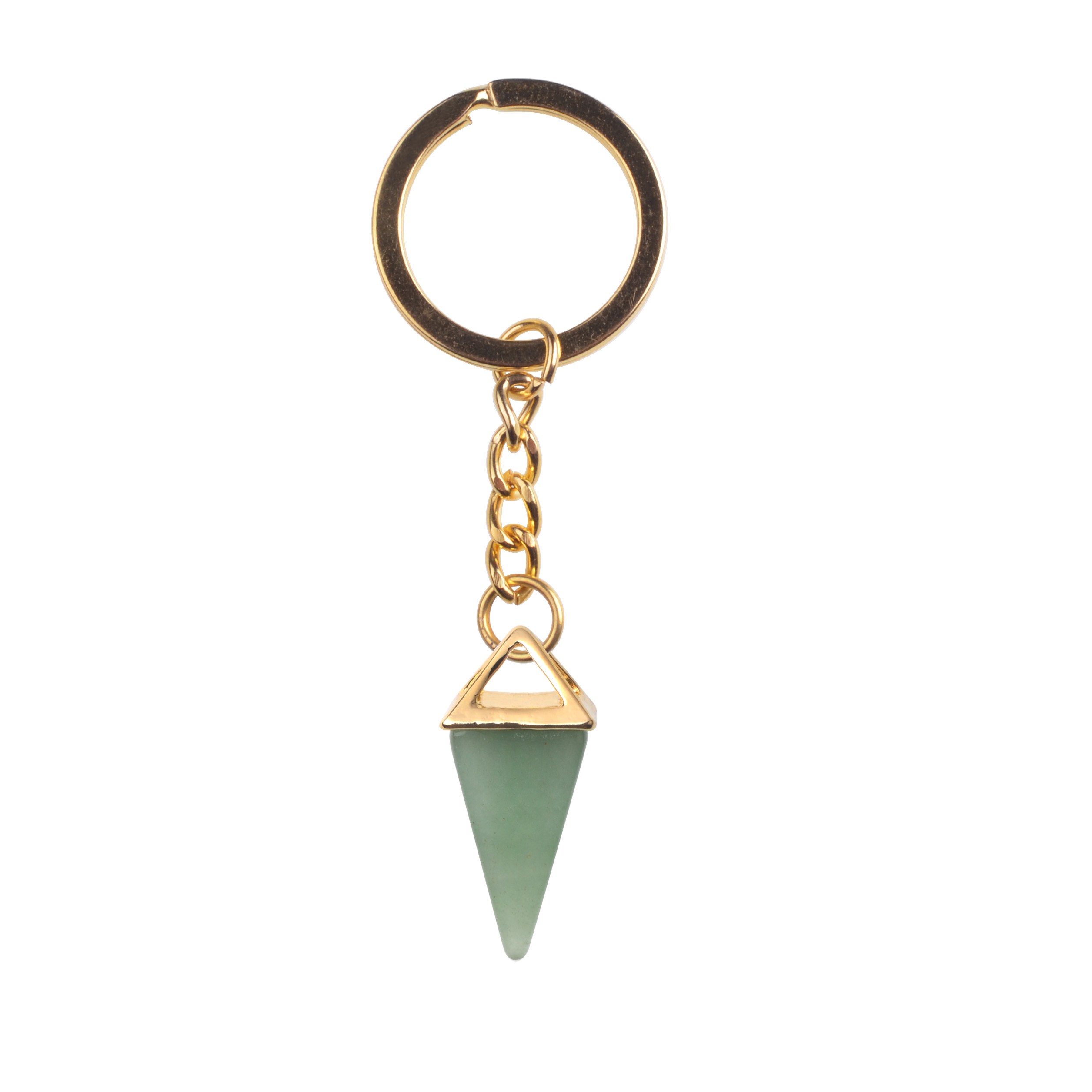 Pink crystal cone Light Yellow Gold Color Natural Gem Men's Waist Car Keychain Women's Leather Pendant