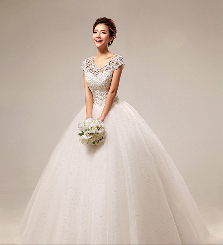 Brand New Wedding Dresses Gorgeous Ball Gown Cap Sleeves Princess Formal Dress White/Ivory Vestidos De Novia Elegant Bridal Gown