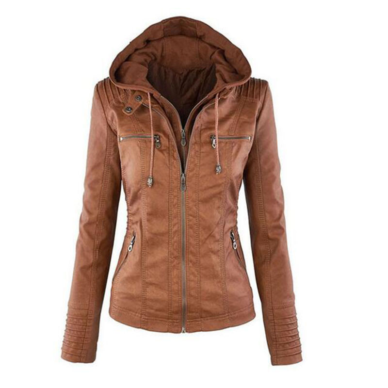 Women's PU Leather Jacket Hooded Lapel Zipper Pockets Removable Jackets Coat Plus Size S-7XL free shipping, Black;brown
Women's PU Leather Jacket Hooded Lapel Zipper Pockets Removable Jackets Coat Plus Size S-7XL free shipping, Black;brown