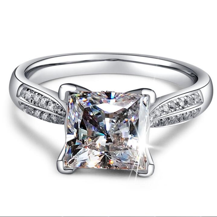 Top Quality Wedding Rings Brand Jewelry SONA Zirconia Diamond 925 Sterling Silver Engagement Rings for Women