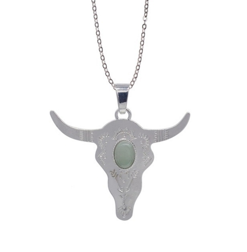 Fashion buffalo Head bead Silver Color Bull Cattle Charm Bead Longhorn Resin Horn Cattle Pendant for Jewelry carnelian y75