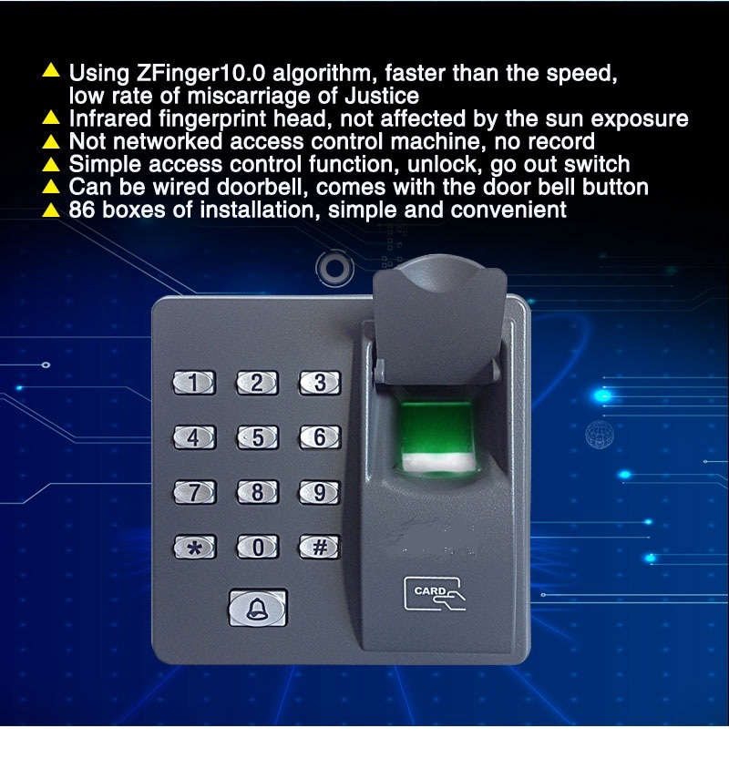 New Digital Electric RFID Reader Finger Scanner ZKT X6 Code System Biometric Fingerprint Access Control for Door Lock Home Security System