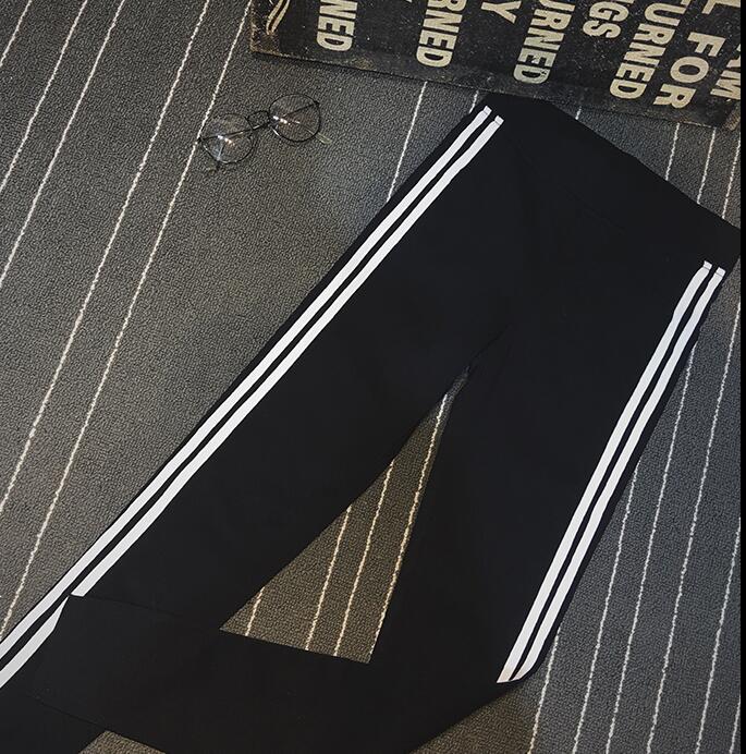 Newest arrival Stretch movement Women's Pants pencil nine feet Leggings Women side stripes were thin PW020 Womens Pant & Capris