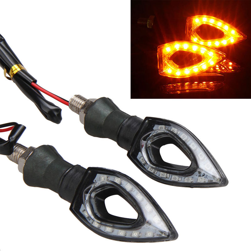 Black 12 LED Motorcycle Motorbike Turn Signal Light Indicators Blinker Amber