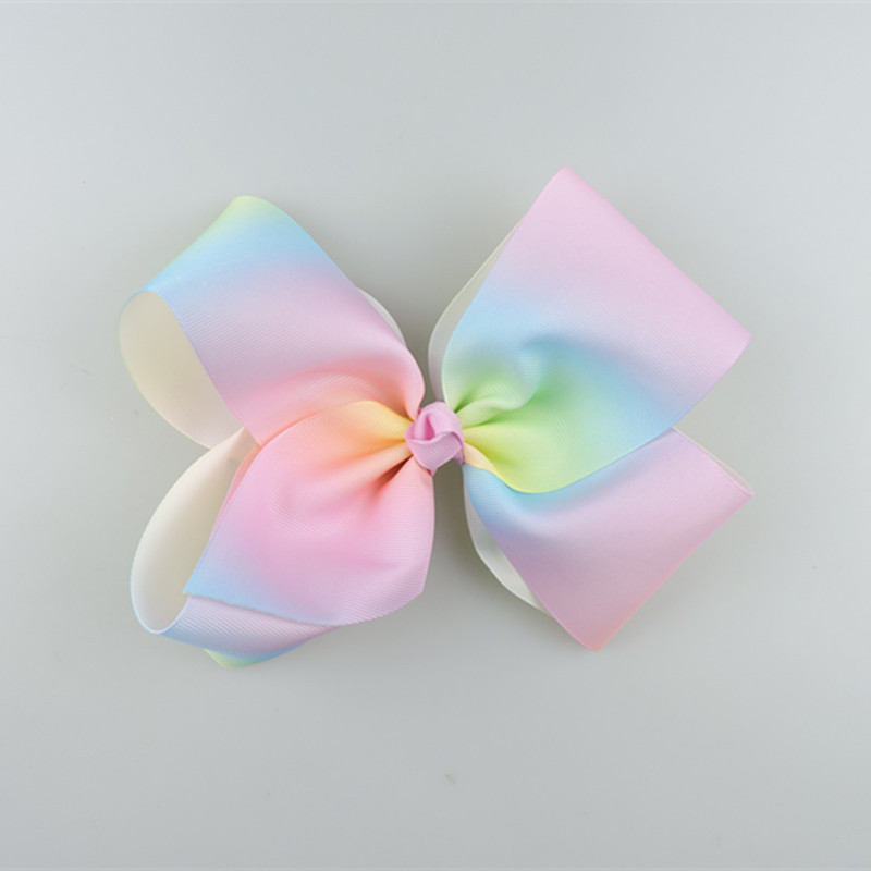 10pcs 18cm jojo Pastel flora ombre ribbon hair bows Alligator clips Rainbow Striped Dance Cheerleader Pageant hair bobbles Accessory HD3476
