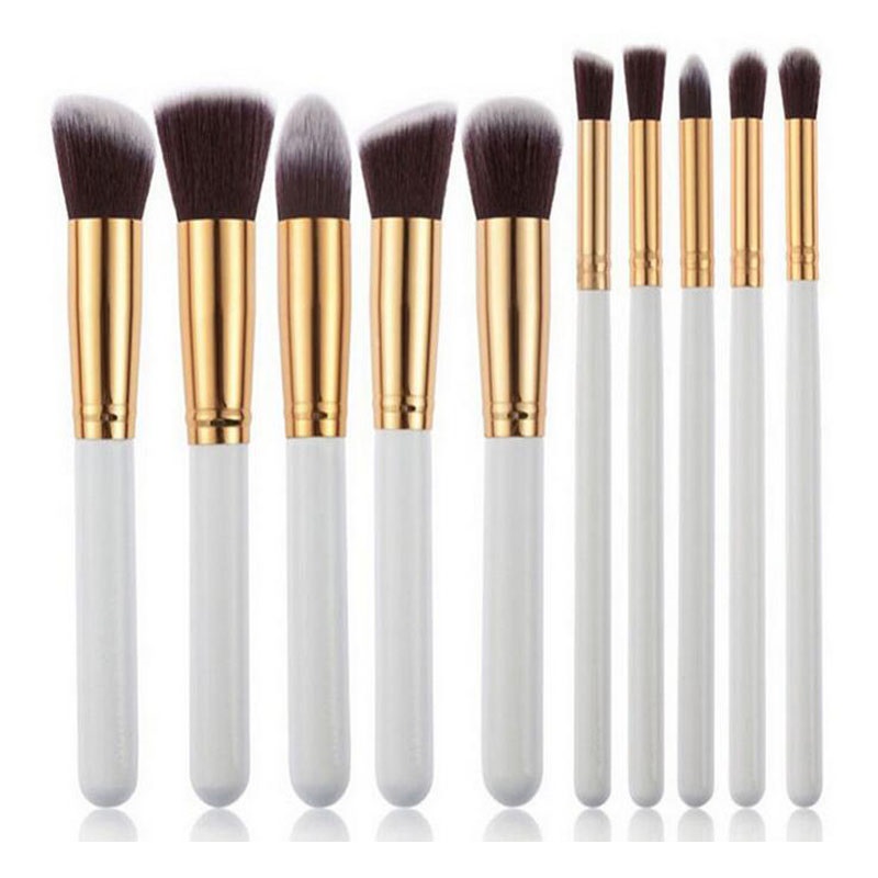 Kabuki Makeup Brushes 10pcs Professional Cosmetic Brush Kit Nylon Hair Wood Handle Eyeshadow Foundation Tools Free Shipping ZA2026
