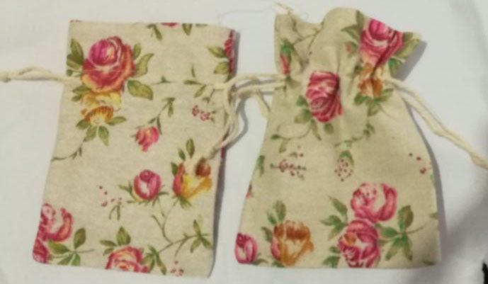 Rose Flower Linen Jewelry Gift Bag 9x12cm 10x15cm 13x17cm pack of 50 Birthday Party Wedding Drawstring Pouch sack