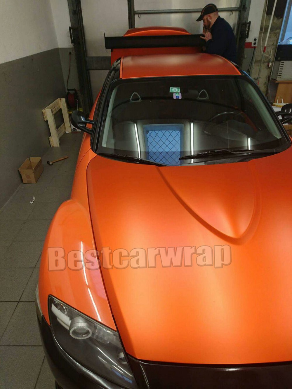 High Quality Orange satin CHrome Vinyl Wrap Car Wrap With Air Release Car stickers Film union Covering 1.52x20m/Roll / 4.9ft*66ft
