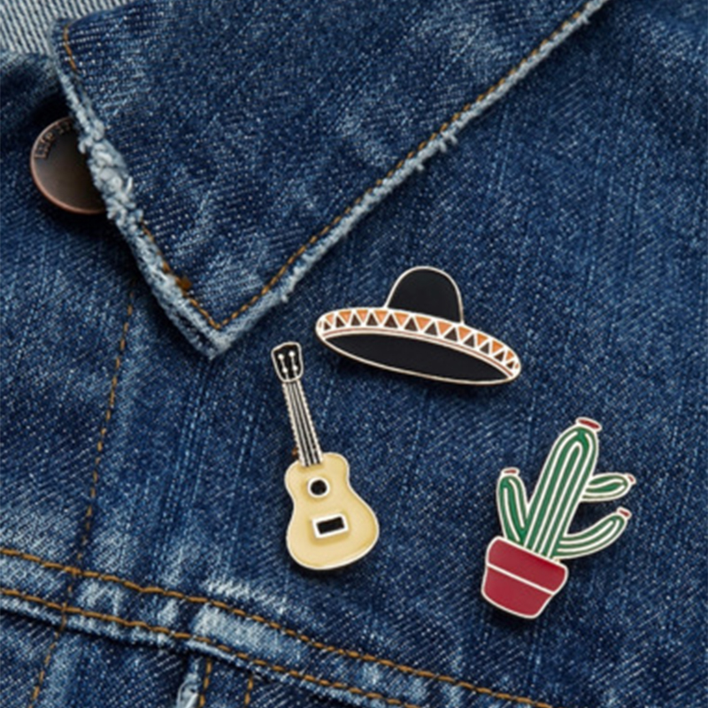 

OMG Lip Ice cream Exclamation point Drink Hat Cup Guitar Cactus Potted Plant Cartoon Brooch Denim Jacket Pin Badge Cute Fashion Jewelry