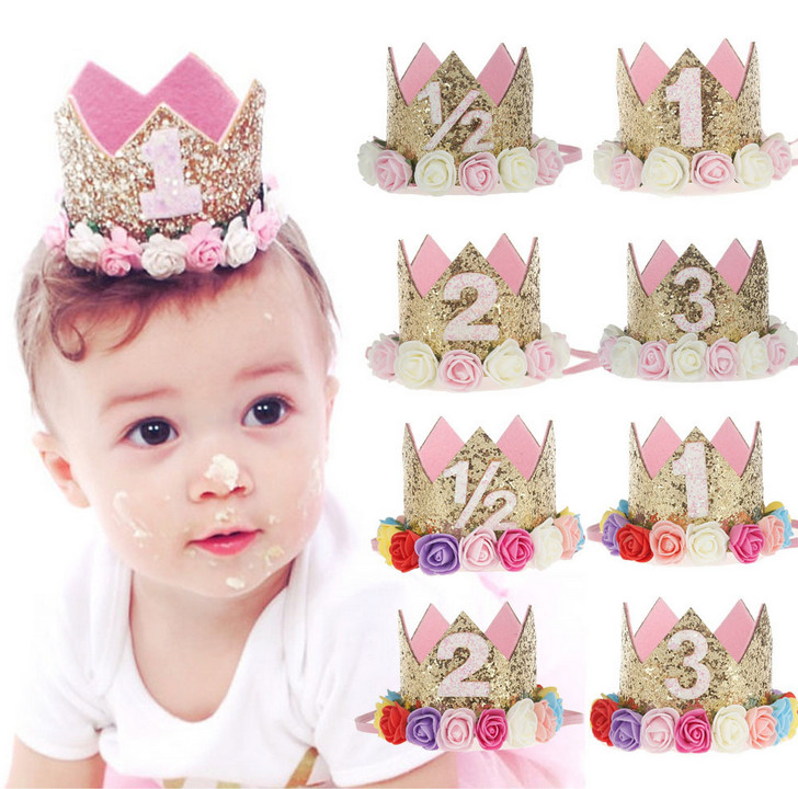 Cute Newborn Mini sequins Gold Crown with rose Flowers Headbands For Baby Girls crown Birthday Party Hair Accessories kids gift A1533, Pink colorful flowers
Cute Newborn Mini sequins Gold Crown with rose Flowers Headbands For Baby Girls crown Birthday Party Hair Accessories kids gift A1533, Pink colorful flowers