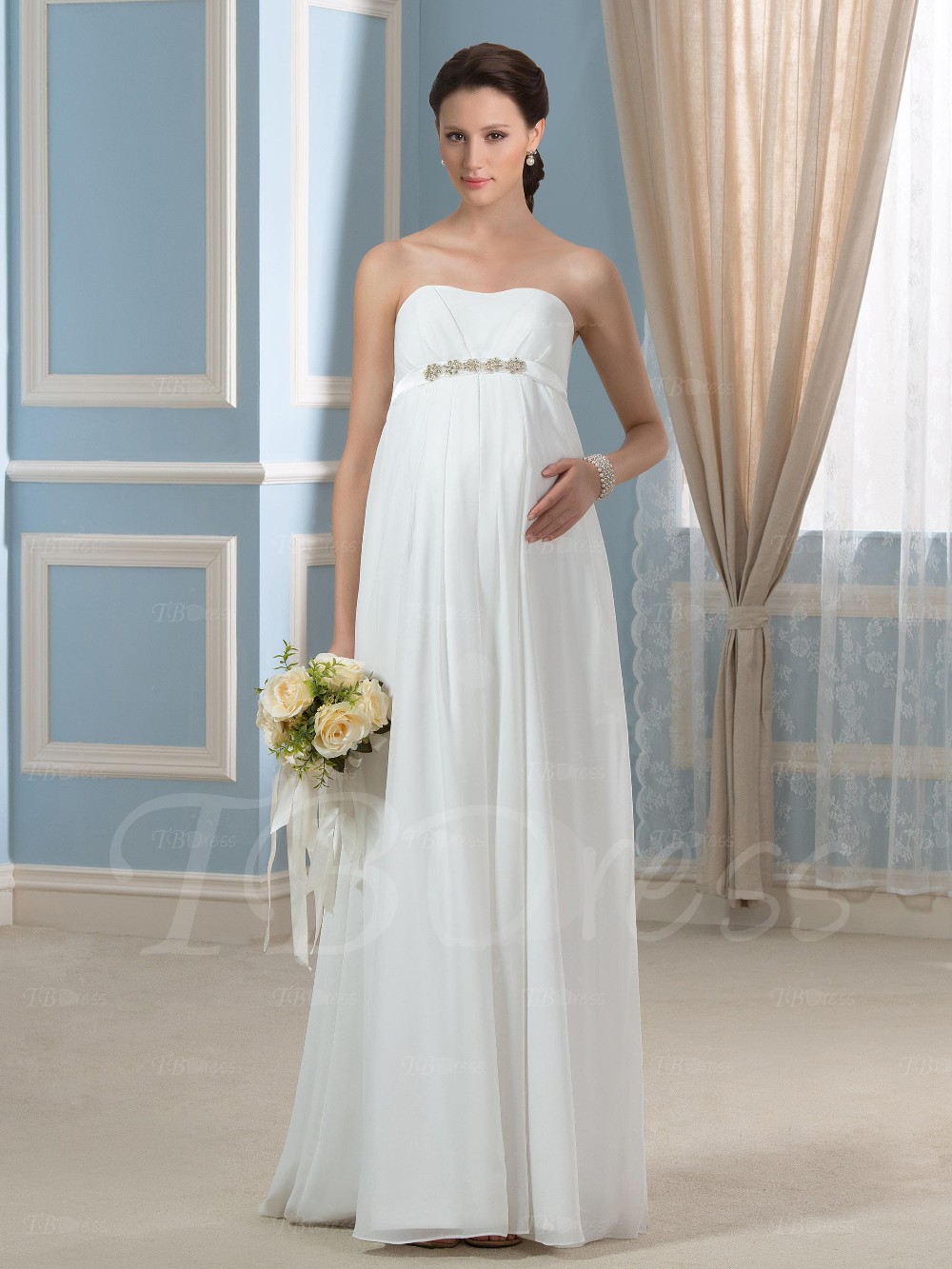 New Fashion Strapless Beading Empire Waist Chiffon Pregnancy Maternity Wedding Dress Plus Size 2018 Weddign Gowns, Black
New Fashion Strapless Beading Empire Waist Chiffon Pregnancy Maternity Wedding Dress Plus Size 2018 Weddign Gowns, Black