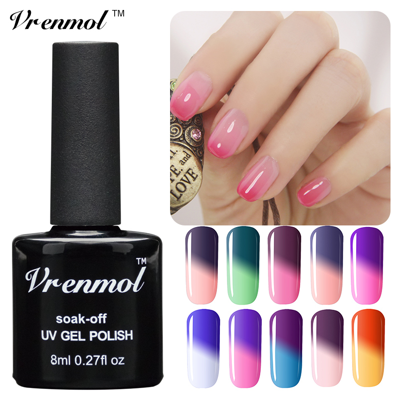 Wholesale-Vrenmol Temperature Chameleon Nail Gel Polish Thermal Color Change UV GeL Soak Off Nail Varnish Changing Color Gel Lak, Base coat
Wholesale-Vrenmol Temperature Chameleon Nail Gel Polish Thermal Color Change UV GeL Soak Off Nail Varnish Changing Color Gel Lak, Base coat