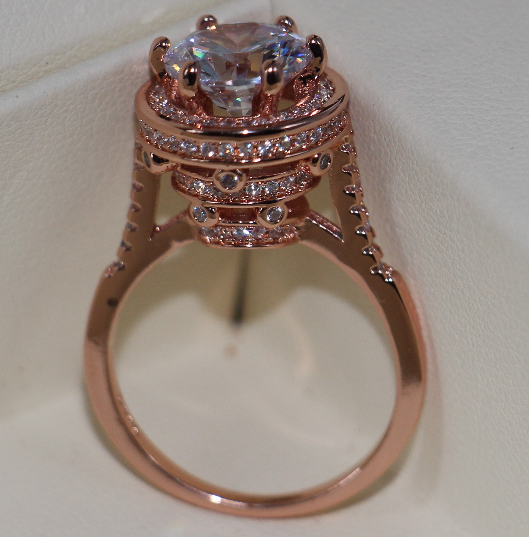 Victroria Wieck Handmade Fashion Jewelry 925 Sterling Silver Rose Gold Plated Dove egg Topaz Round Cut Gemstones Women Wedding Band Ring