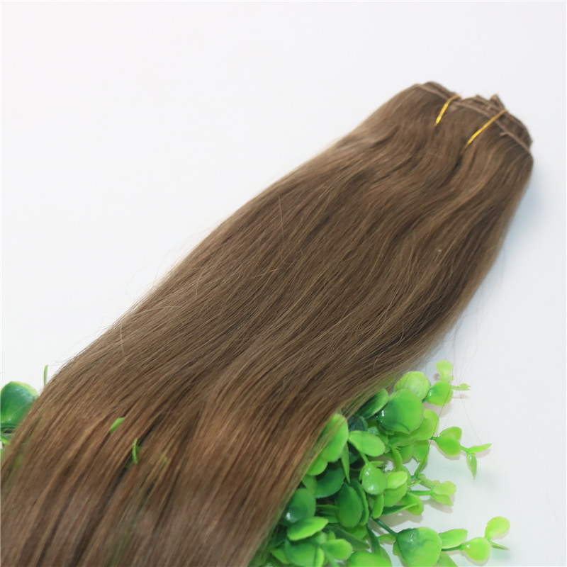 Clips Human Hair Extension 8# Light Brown Straight Brazilian Human Hair 7PCS 120gram 12INCH 20INCH 26INCH