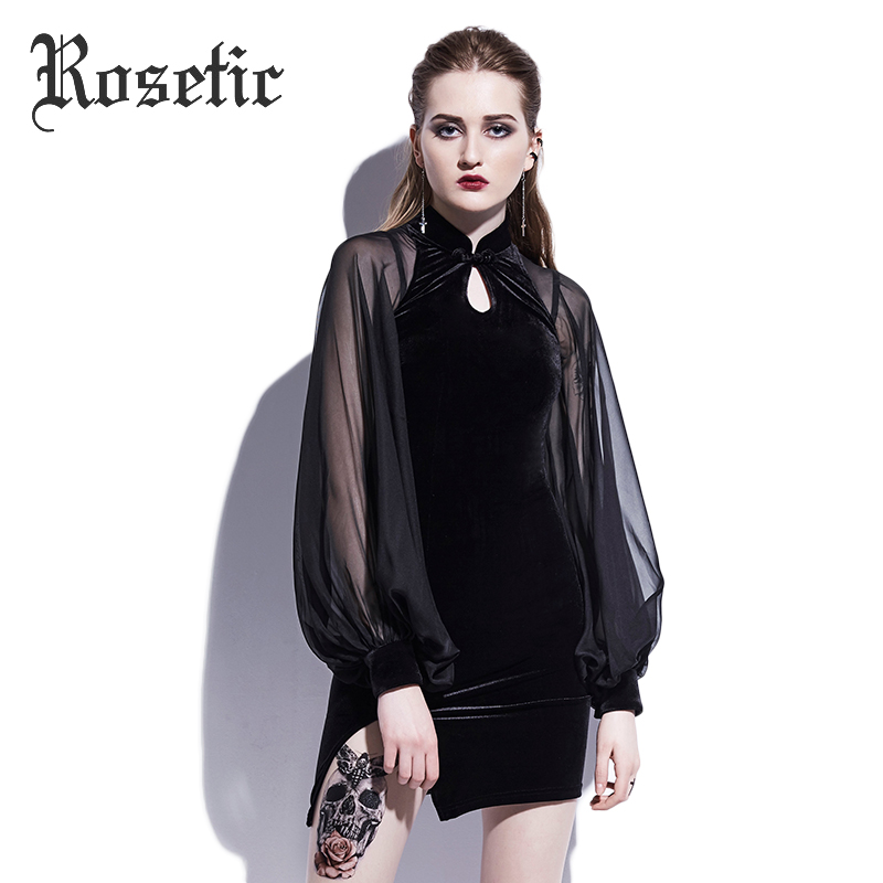 Wholesale- Rosetic Gothic Bodycon Mini Dress Black Sheath Lantern Sleeve Women Sexy Qipao Dress Hollow Mesh Cheongsam Witch Goth Mini Dress
Wholesale- Rosetic Gothic Bodycon Mini Dress Black Sheath Lantern Sleeve Women Sexy Qipao Dress Hollow Mesh Cheongsam Witch Goth Mini Dress