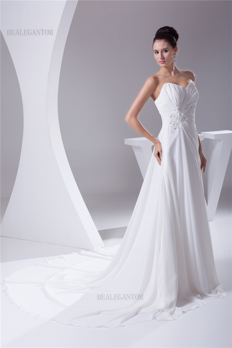 newest elegant sweetheart chiffon wedding dresses aline beaded plus size wedding party bridal gowns bm41