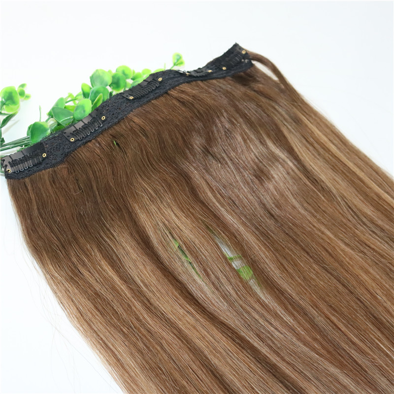 Ombre Strawberry Honey Blonde With Brown Highlights One Piece Clip In Human Hair Extensions 5Clips With Lace Per Piece Remy Human Hair