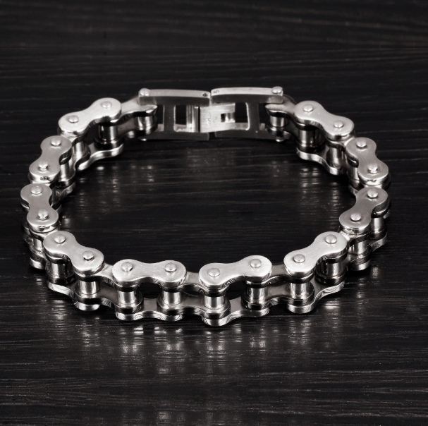 Fashion Men Biker Bicycle Motorcycle Chain Men's Bracelets Bangles Fashion 3 Color Stainless Steel Jewelry
