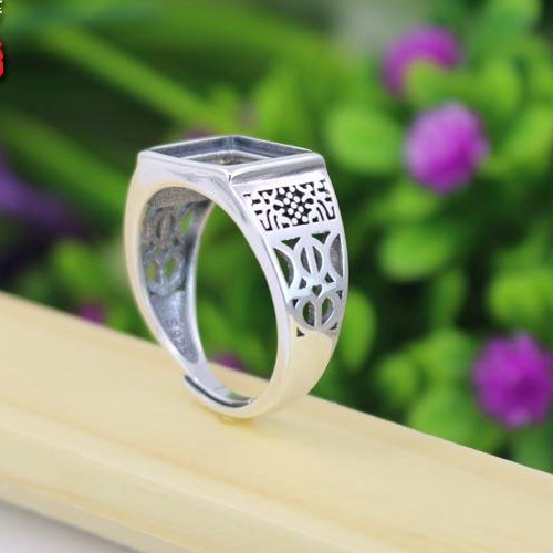 925 Sterling Silver Vintage Retro Engagement Ring 9x11mm Princess Cabochon Semi Mount Fine Silver Women Ring Filigree Jewelry Setting