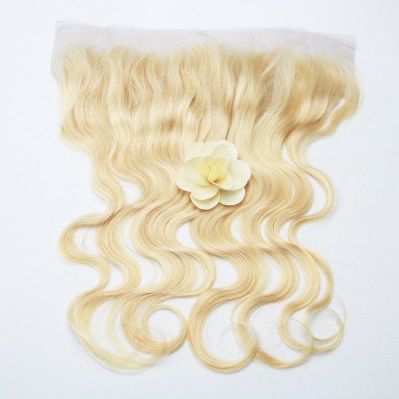 Hot Sell 613 Full Blonde Brazilian Remy Human Hair Lace Frontal Closure Free Part Body Wave 13x4 Bleached Knots Baby Hair
