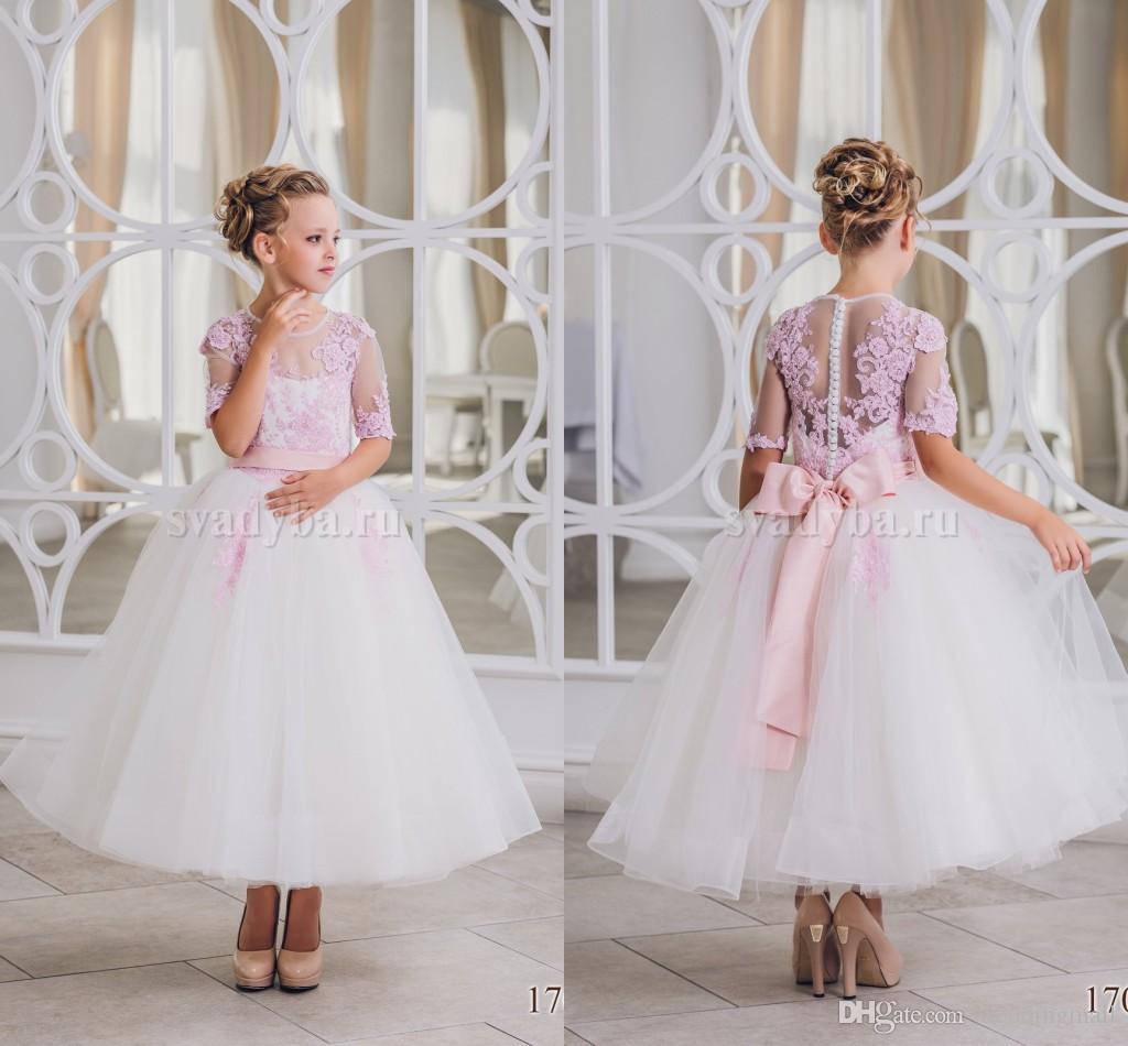 Lace Beaded Arabic Flower Girl Dresses Sheer Neck Half Sleeves Vintage Child Dresses Beautiful Flower Girl Wedding Dresses, Custom made from color chart
Lace Beaded Arabic Flower Girl Dresses Sheer Neck Half Sleeves Vintage Child Dresses Beautiful Flower Girl Wedding Dresses, Custom made from color chart