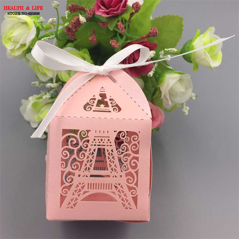 Paris Eiffel tower candy box wedding party gift wrap supplies wedding favors and gifts baby shower favor laser cut gift box Wholesale-100pcs