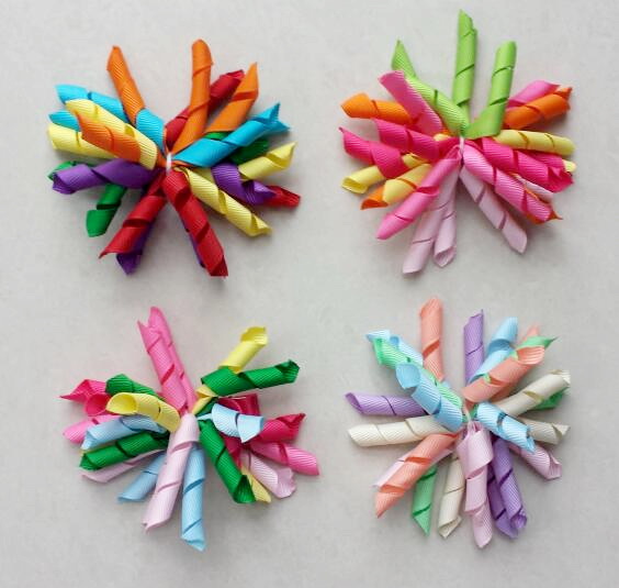 20pcs baby girls 3inch rainbow curlers Corker flowers bows hair clip hair ties korker ribbon hair bobbles elastic rope PD007 от DHgate WW