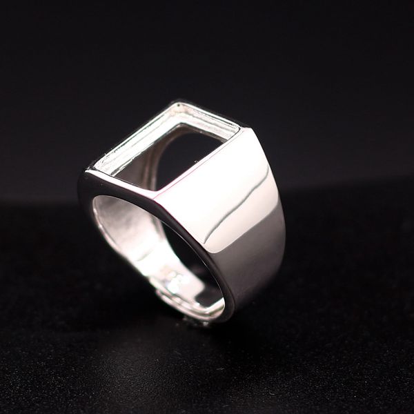 925 Sterling Silver 10x14mm Princess Cabochon Semi Mount Engagement Wedding Ring Men Jewelry Fine Silver