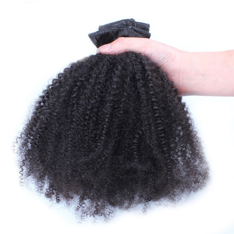 Wholesale Clip in Human Hair Extension 7A Brazilian Virgin Hair Afro Kinky Curly Clip in hair extension for black women