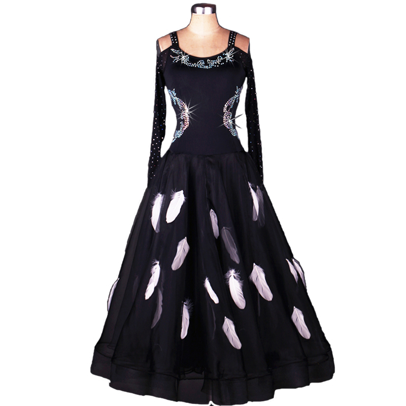 Standard Ballroom Dance Dresses Ballroom Dance Competition Dresses Waltz Dress Flamenco D352 Long Sleeve with Real Feathers Rhinestones, Black
Standard Ballroom Dance Dresses Ballroom Dance Competition Dresses Waltz Dress Flamenco D352 Long Sleeve with Real Feathers Rhinestones, Black