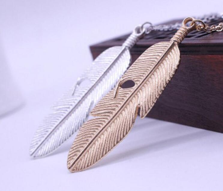 2017 Hot sale Womens Feather Pendant Necklace Retro Long Chain Necklace Silver Gold Plated Sweater Chain leaves clavicle chain
2017 Hot sale Womens Feather Pendant Necklace Retro Long Chain Necklace Silver Gold Plated Sweater Chain leaves clavicle chain