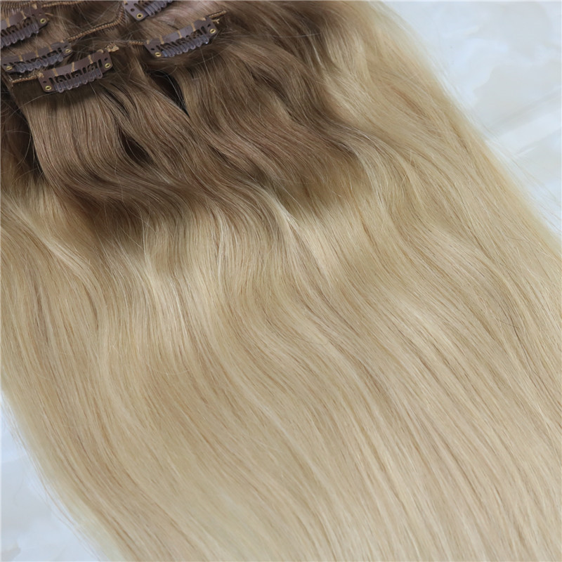 Clip In Human Hair Extensions Brazilian Virgin Hair Ombre Medium Brown 6#To 613# Blonde Extensions 7pcs 120gram