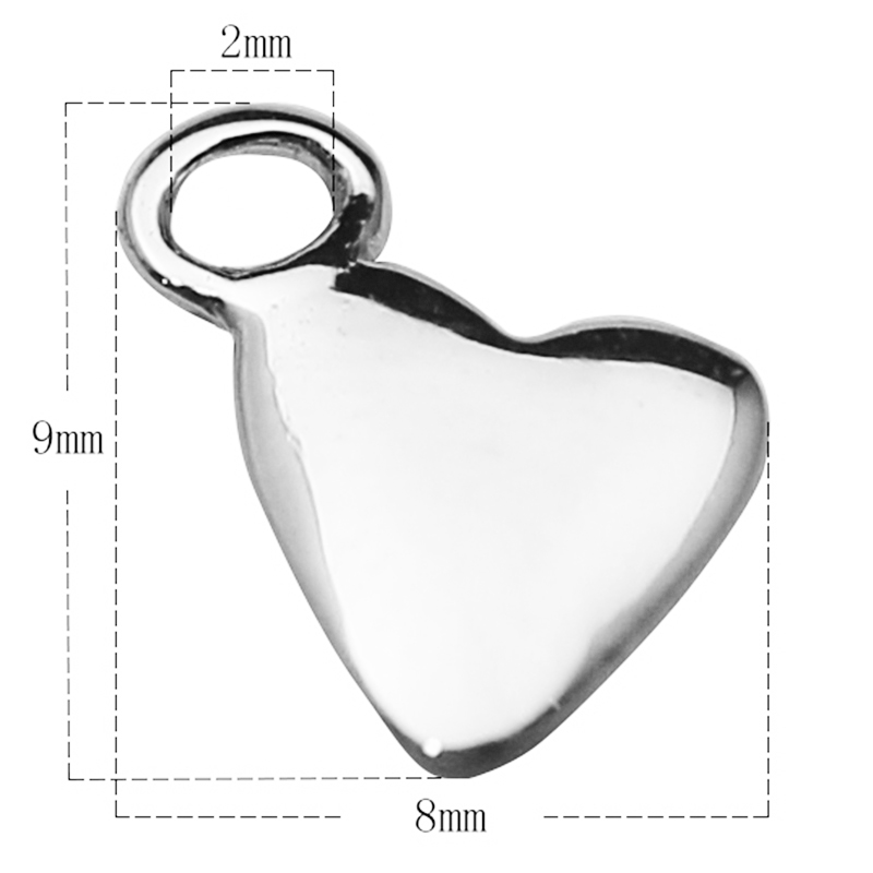 Beadsnice Solid 925 Sterling Silver Pendant Jewellery disc heart stamp 9X8x1mm Women Necklace with Pendants Charm ID30482