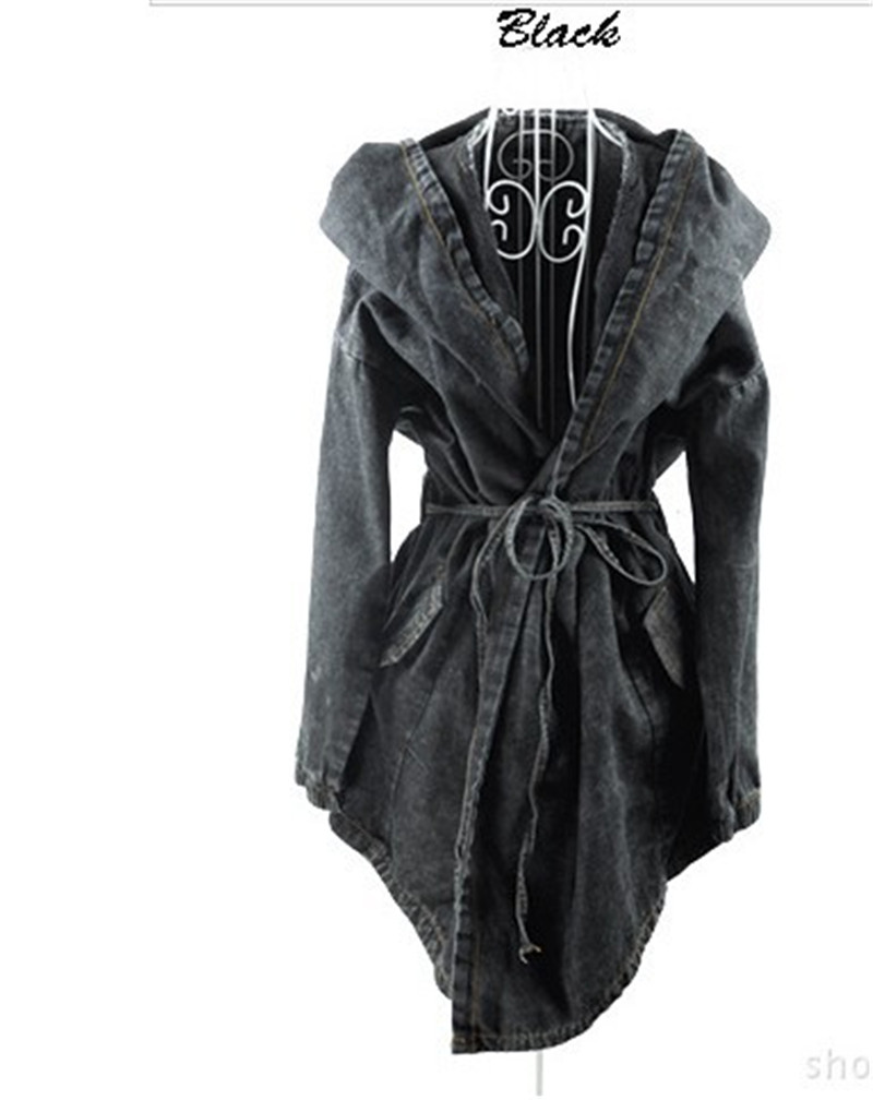 Women's Jackets 2021Fashion Fall Women Jacket Denim Oversized Hoodie Hooded Outerwear Jean Wind Design Coat1